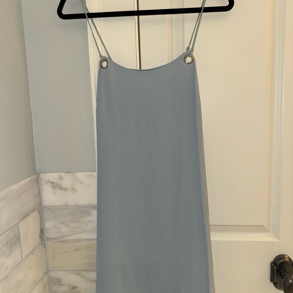 Light Blue Mini Dress with Grommet Straps